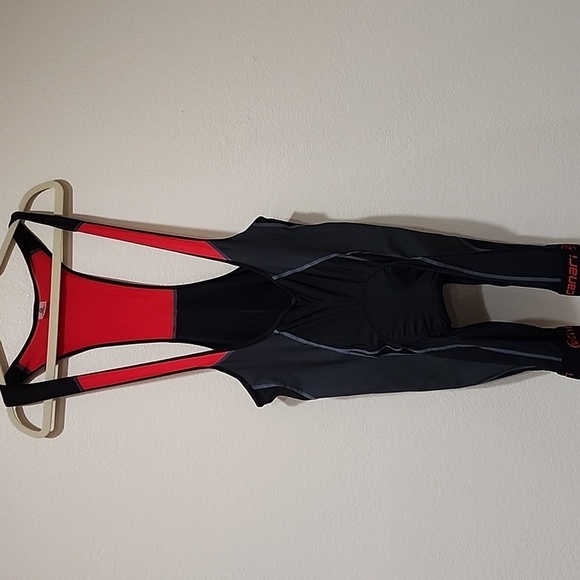 Canari Cycling Bib Shorts Padded Black & Red Stretch Mesh Back Men's size XXL - Picture 1 of 8